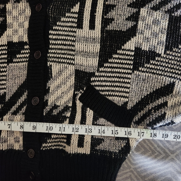 Mohair Wool Fanci Vintage Cardigan Trival Print Size M oversized Black Color - Picture 14 of 14